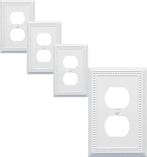 Vista 8 de OKAWYC Belaire - Cubierta para interruptor de luz de decoración individual, placa de pared de metal con cuentas, paquete de 4 unidades de bronce