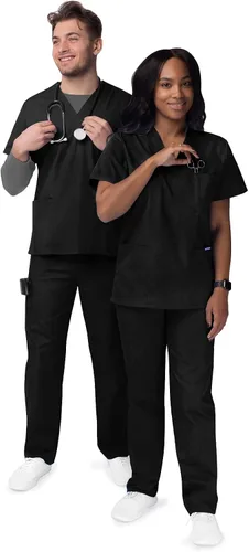 Vista 3 de Sivvan Unisex Scrubs - Classic V-Neck Top & Drawstring Pants Scrub Set