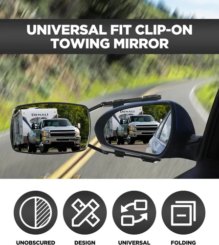 Vista 2 de AOCISKA Espejo de Remolque para Automóvil - Espejo Ajustable Universal con Abrazadera de Rotación de 360 Grados, Bloques de Nivelación para RV