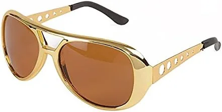 Vista 2 de Big Mos Toys Rockstar - Persianas estilo aviador de los años 50 60 lentes de sol dorados de celebridades 1 par Oro