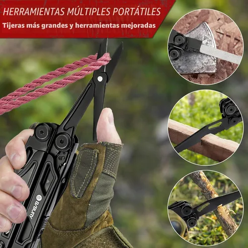 Vista 7 de BIBURY Alicates multiherramienta Pro BI2045AB, multiherramienta plegable de acero inoxidable con tijeras y destornillador mejorados