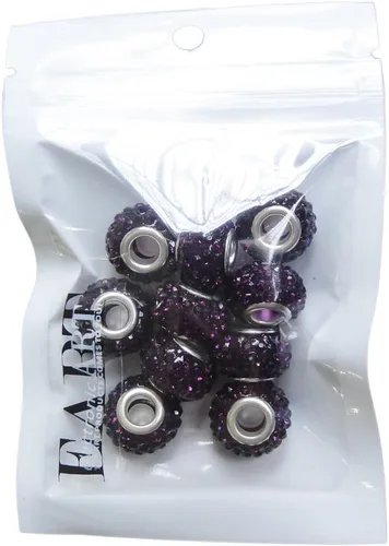 Vista 4 de RUBYCA Cuentas grandes de cristal checo con agujero grande para pulseras europeas (5 unidades, morado, 0.591 in)