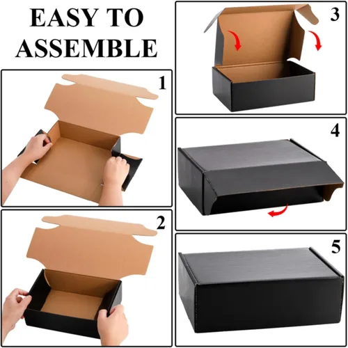 Vista 7 de Dicunoy Paquete de 30 cajas de cartón, cajas de envío pequeñas de 9 x 6 x 3 pulgadas, caja de cartón corrugado negro para enviar por correo, cajas