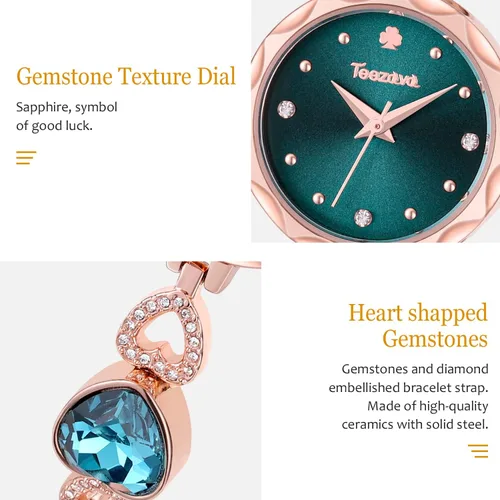 Vista 7 de ManChDa Reloj de pulsera para mujer, con malla de acero inoxidable, con diamantes de cuarzo, analógico, clásico, romántico, con brillantina