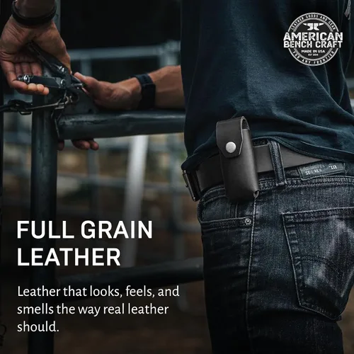 Vista 7 de American Bench Craft Estuche de cuero remachado para múltiples herramientas para Leatherman Free P2, Free P4 y Leatherman Signal - Funda de cuero