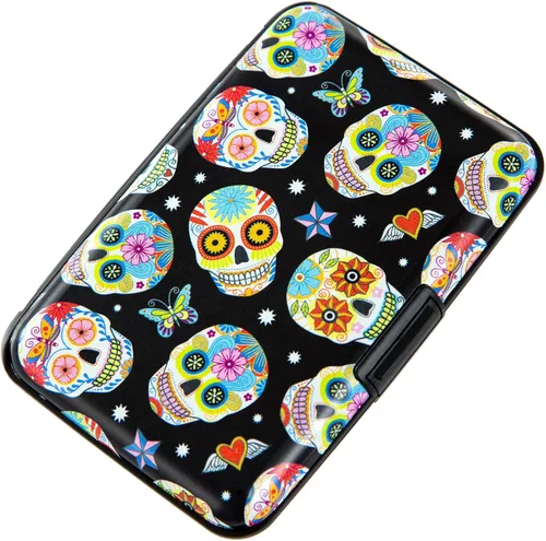 Vista 31 de Soporte para tarjetas de crédito, cartera de metal para tarjetas de bloqueo RFID, mini funda rígida de aluminio delgada para tarjetas de negocios A
