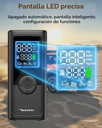 Vista 4 de Bomba pequeña para neumáticos de bicicleta, bomba de aire eléctrica portátil de 120 PSI con parada automática, inflador de bicicleta con válvula