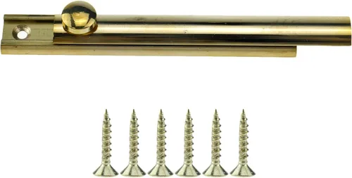 Vista 3 de Perno de superficie de latón macizo dorado de 4 pulgadas con tornillos