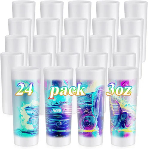 Vista 9 de Hsei 1 vaso de chupito esmerilado por sublimación de 3 oz con base