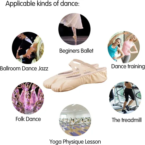 Vista 6 de Zapatos de ballet para mujeres y niñas, zapatos de ballet para mujer, zapatos de baile de lona, zapatos tipo ballet zapatos de yoga.