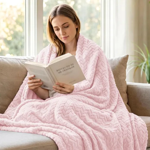 Vista 2 de Exclusivo Mezcla Manta de forro polar para sofá, 50 x 70 pulgadas, rosa Rosa claro
