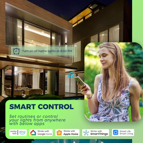 Vista 8 de Lightinginside - Focos inteligentes Matter compatibles con Alexa/Siri/Apple Home/Google Home/SmartThings, focos LED WiFi A19 E26 RGBCW que cambian