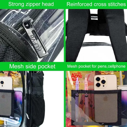 Vista 6 de Mochila transparente resistente para libros, mochila escolar traslúcida
