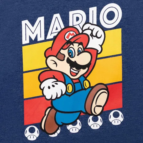 Vista 3 de Super Mario Paquete de 2 camisetas gráficas de manga larga para niños pequeños, rojoazulgris
