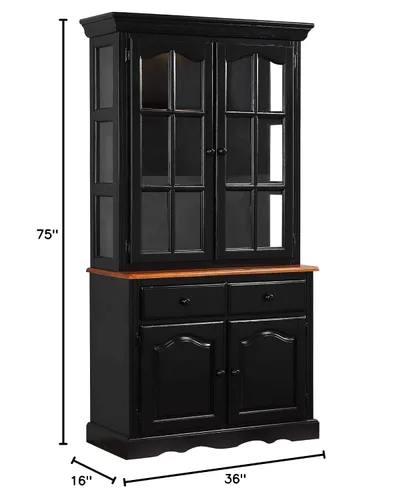 Vista 10 de Sunset Trading Black Cherry Selections Buffet and Hutch, dos puertas Dos cajones, envejecido envejecido