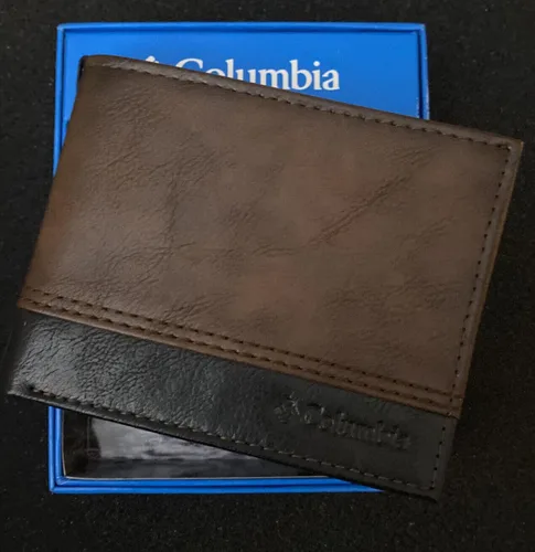 Vista 3 de Columbia Cartera Slimfold 31CP220050 en dos tonos marrón + caja de regalo, Marrón, Minimalista