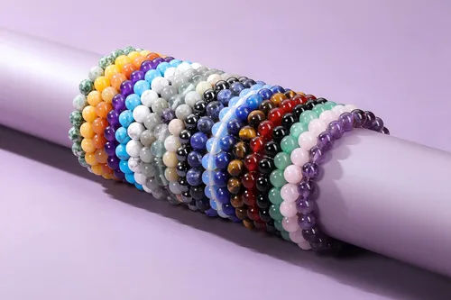 Vista 4 de Jovivi Pulsera elástica de cuentas redondas semipreciosas naturales – 0.315 pulgadas hecha a mano con cuentas de piedras preciosas curativas