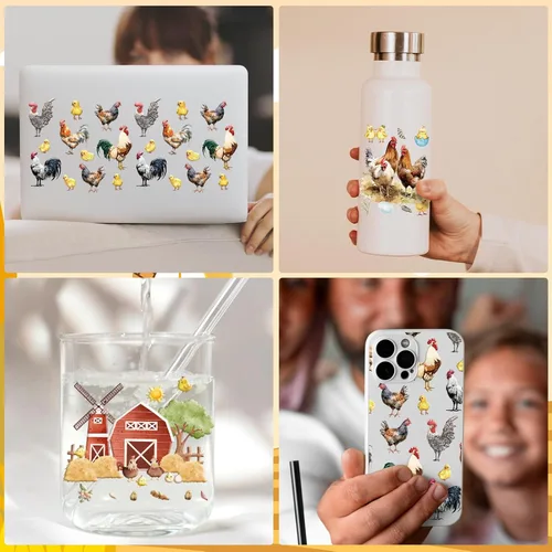 Vista 4 de Rngmsi Envoltura de taza UV DTF – 5 hojas de pollo UV DTF envolturas de tazas para 16 oz de animales de granja Uvdtf calcomanías personalizadas
