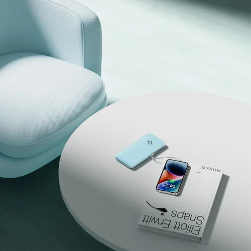 Vista 6 de Q 10000 mAh Banco de energía, cargador portátil delgado, paquete de batería externa con 4 salidas, enchufe de pared AC incorporado, cables Micro USB