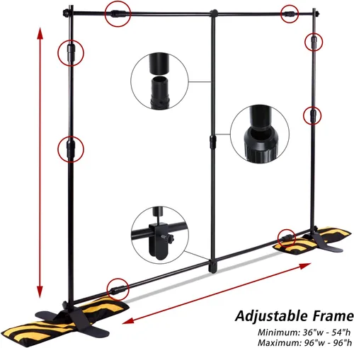 Vista 3 de t-sign profesional paso y repetición soporte de telón de fondo pancarta grande tubo telescópico para ferias y fotomatón, fondo con funda