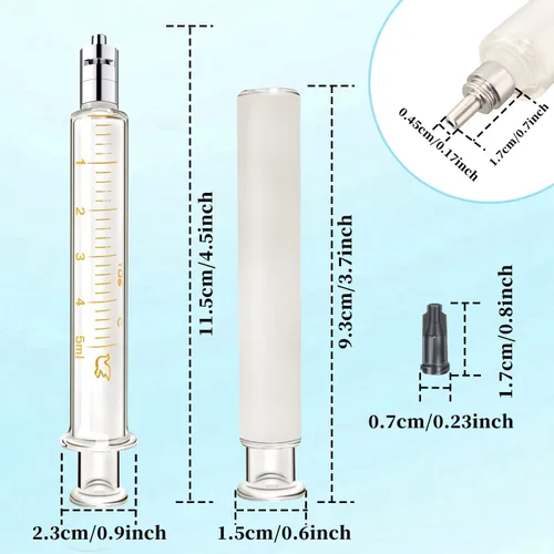 Vista 2 de 2 paquetes de jeringas de vidrio con tapas de 5 ml para laboratorio