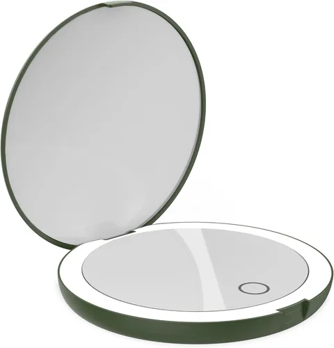 Vista 8 de LUNA London Compact Travel Mirror Travel Makeup Mirror with Light LED Lighted Vanity Mirror with 3 Light Modes 7X Magnification Folding Chalk