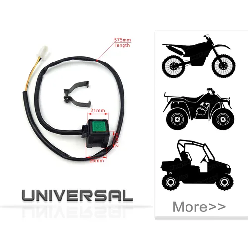 Vista 3 de Interruptor universal de manillar para arranque de motor de motocicleta ATV UTV, botón verde