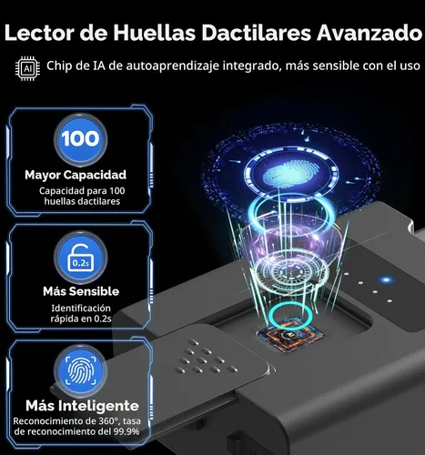 Vista 8 de eLinkSmart Candado de huellas dactilares con llave de respaldo, candado electrónico digital inteligente biométrico resistente a la intemperie