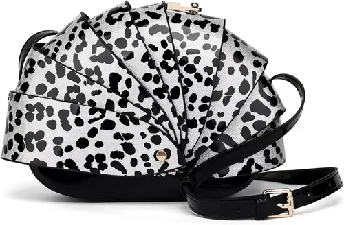 Vista 8 de Bolso bandolera de cuero sintético para mujer, diseño único y plegable