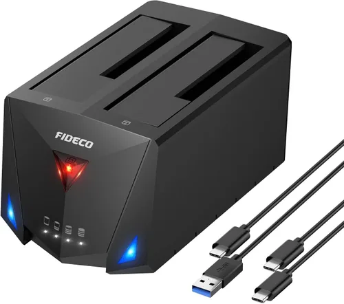 Vista 8 de FIDECO Estación de acoplamiento para disco duro, USB 3.0 Estaciones de acoplamiento de disco duro de aluminio 2.5"/3.5" SATA HDD SSD, lector