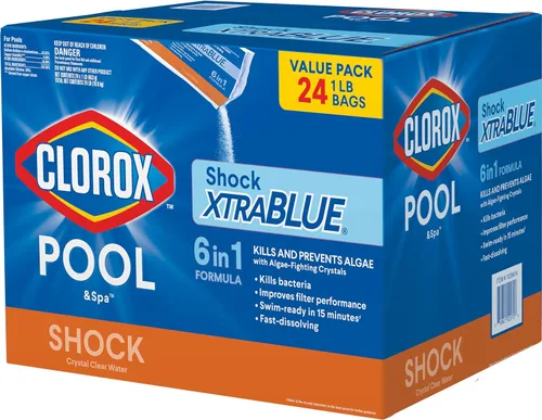 Vista 9 de Clorox® Pool&Spa™ Shock XTRABLUE® Plus, mata bacterias y algas en piscinas, listo para nadar en 15 minutos, (paquete de 6)