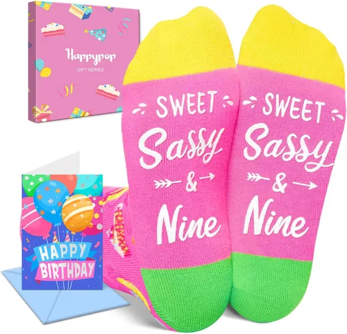 Vista 9 de HAPPYPOP Birthday Gifts Ideas - Socks for 6-10 Year Old, Birthday Gift with Greeting Card
