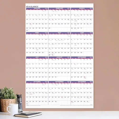 Vista 3 de AT-A-GLANCE Calendario de pared 2027, mensual, 24 x 36 pulgadas, vista de año completo (PM122827)