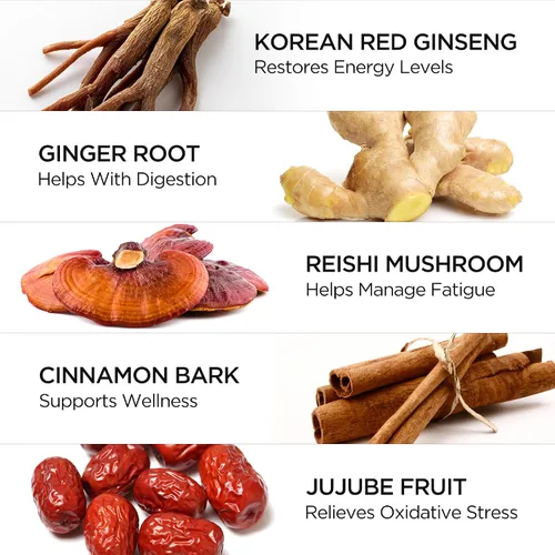Vista 5 de JUNG KWAN JANG Hong Sam Won Delight - Té de ginseng rojo coreano, bebida energética de hierbas con lima, azufaifa, jengibre, 3 vitaminas y 9