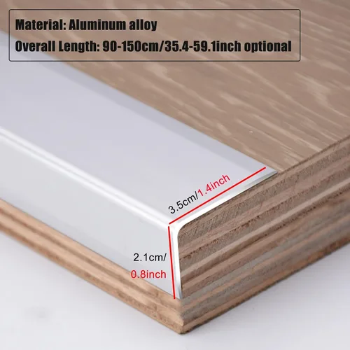 Vista 2 de Borde de tira de transición de piso de aluminio, reductor de umbral impermeable de madera a azulejos, para puertas de entrada