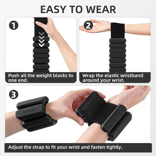 Vista 3 de Pesas de tobillo de muñeca para mujeres y hombres, 2 libras/par, pesas ajustables para brazos, piernas, pilates, pulseras con peso para gimnasio