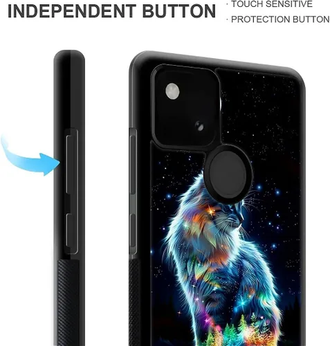 Vista 1157 de Compatible con Google Pixel 4A 5G Mobile Case Creative Acrylic Panel trasero Silicona Protección Grip especialmente diseñado para Google Pixel 4A 5G