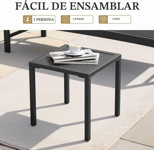 Vista 6 de Crestlive Products Mesa auxiliar de aluminio para exteriores, mesa lateral para silla de piscina, mesa de café pequeña y resistente a la intemperie