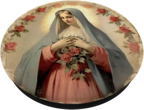 Vista 2 de PopSockets PopGrip estándar de la Virgen María Jesús