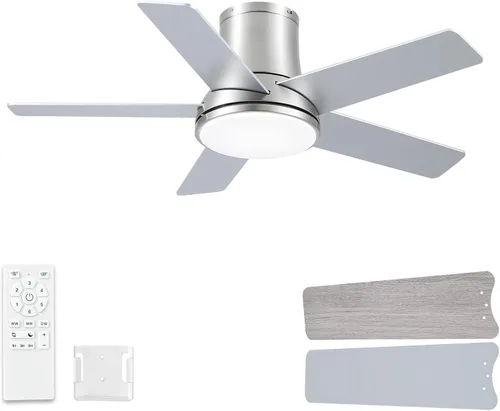 Vista 27 de Ventiladores de techo de 42 pulgadas con luces y control remoto, ventilador de techo negro de montaje empotrado para dormitorio, sala de estar
