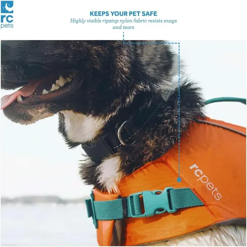 Vista 2 de RC Pets Tidal - Chaleco salvavidas ajustable para perro, naranja/verde azulado, talla XXS