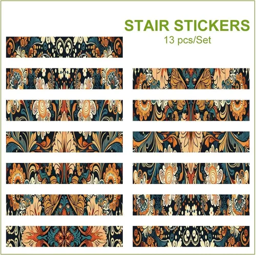 Vista 3 de Brebasf - Calcomanías decorativas abstractas de William Morris, diseño floral, arte estético rústico, acuarela, temática floral de primavera