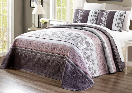 Vista 2 de Grand Linen 3-Piezas Juego de edredones con estampado fino en la cubierta de la cama reversible full/queen, tamaño king y cal king cubrecamas