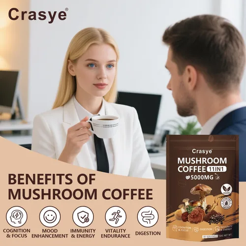 Vista 5 de Café orgánico de hongos 11 superalimentos instantáneos con Ashwagandha, Shilajit, melena de león, reishi, chaga y colágeno café arábica molido