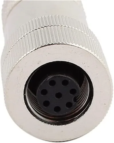 Vista 2 de Elecbee 3 unids M12 conector de sensor blindado A-Coded 8 Pin hembra enchufe de cable recto con carcasa de metal impermeable