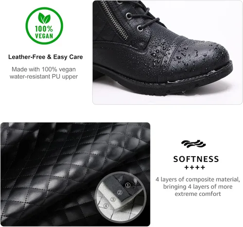 Vista 3 de STQ Botas de combate con cordones para mujer
