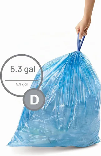 Vista 2 de simplehuman Code D 60 unidades, Bolsas de basura con cordón de ajuste personalizadas genuinas, Bolsas de basura con cordón en paquetes