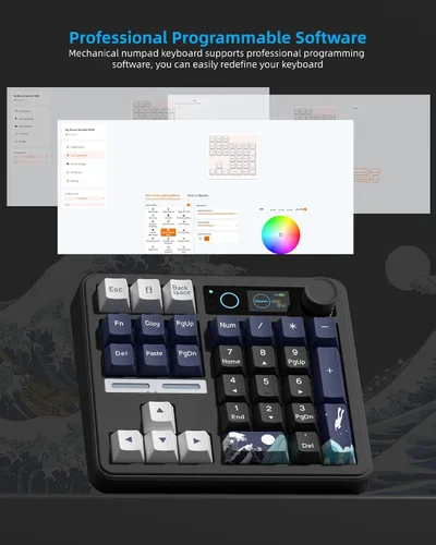 Vista 3 de Womier SK30 - Teclado mecánico con pantalla y perilla, color negro Bluetooth/2.4G/USB-C Wireless Numeric Keypad,Macro Software RGB Number Pad