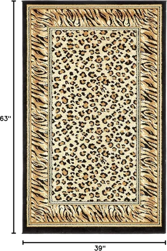 Vista 3 de Unique Loom Wildlife Collection - Alfombra con diseño de borde con temática de animales inspirada en el mundo salvaje, con diseño de guepardo