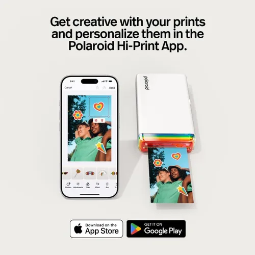 Vista 5 de Paquete de Polaroid Hi-Print + Papel - Impresora de bolsillo de foto 2x3 de segunda generación con Bluetooth conectada Dye-Sub - Impresora negra +